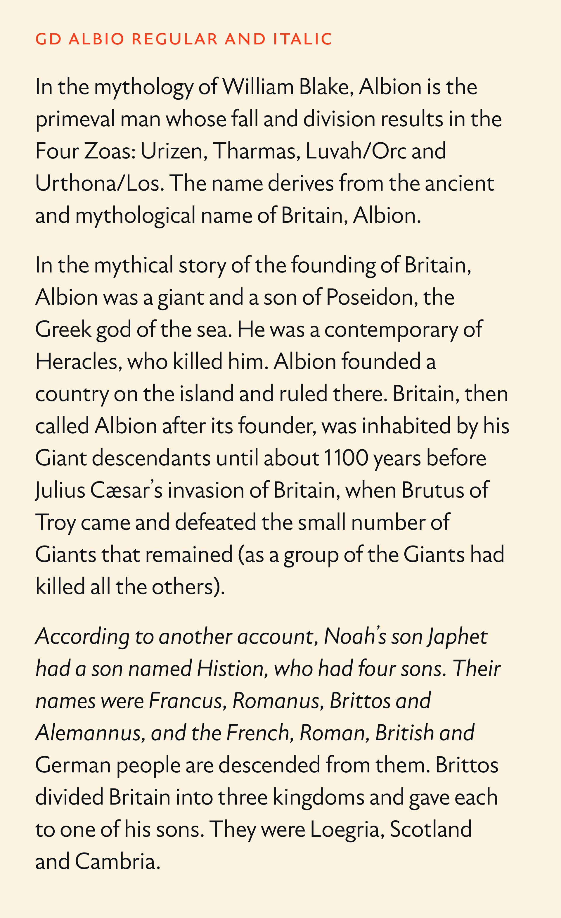 Body text sample for GD Albio.