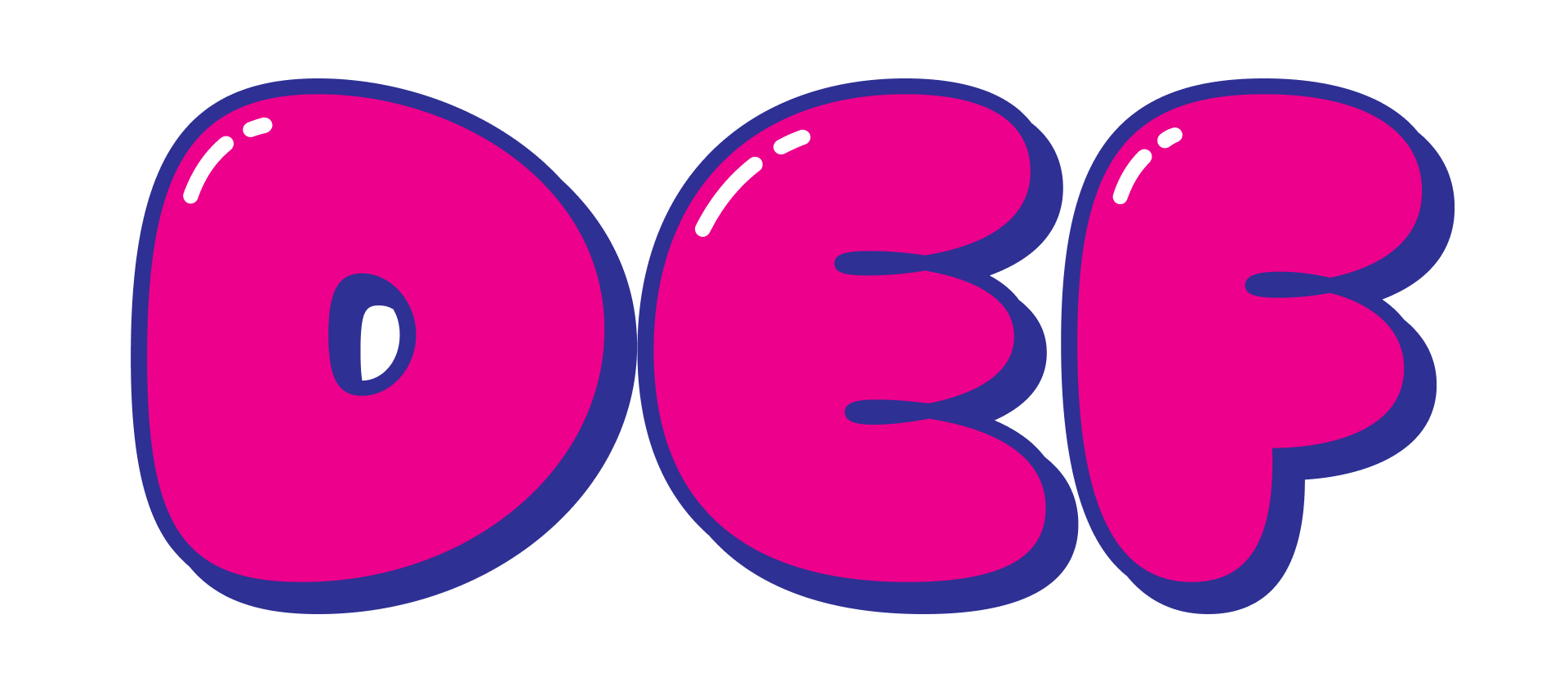 The letters 'DEF' in the typeface Loopy