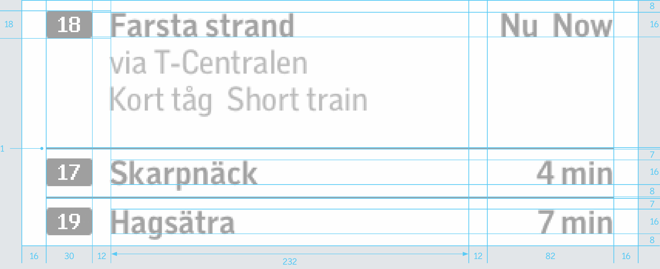 Measurements in pixels for a sign in the subway